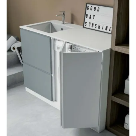 Mobile da Lavanderia in laccato opaco carta da zucchero e bianco Idrobox 01 di Birex