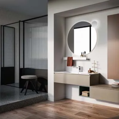 Mobile da bagno sospeso in laccato opaco e melaminico Lapis 03 di Birex