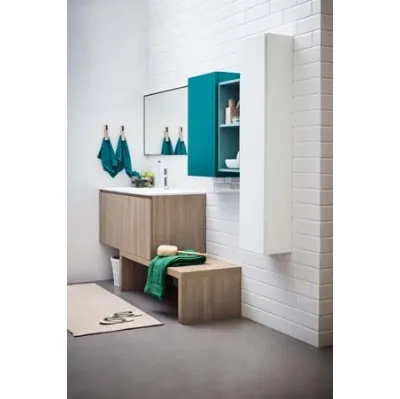 Mobile da Bagno sospeso in melaminico e laccato con top in mineral marmo bianco Lapis 06 di Birex