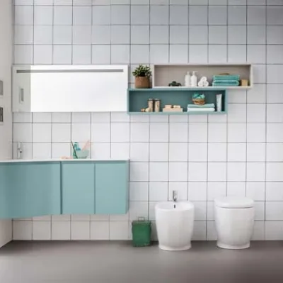 Mobile da bagno sospeso ad angolo in laccato opaco Lapis 07 di Birex