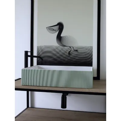 Lavabo con bordo alto con pattern a righe verdi Line 02 di Scarabeo