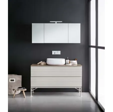 Mobile da Bagno a terra in laccato e metallo con top in marmo Unsui Memento 06 di Birex