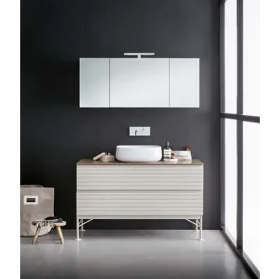 Mobile da Bagno a terra in laccato e metallo con top in marmo Unsui Memento 06 di Birex