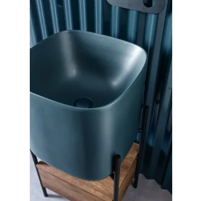 Lavabo dalla forma quadrata con bordi arrotondati Ocean di Scarabeo