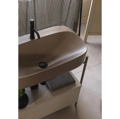 Lavabo in ceramica color sabbia Sand 02 di Scarabeo
