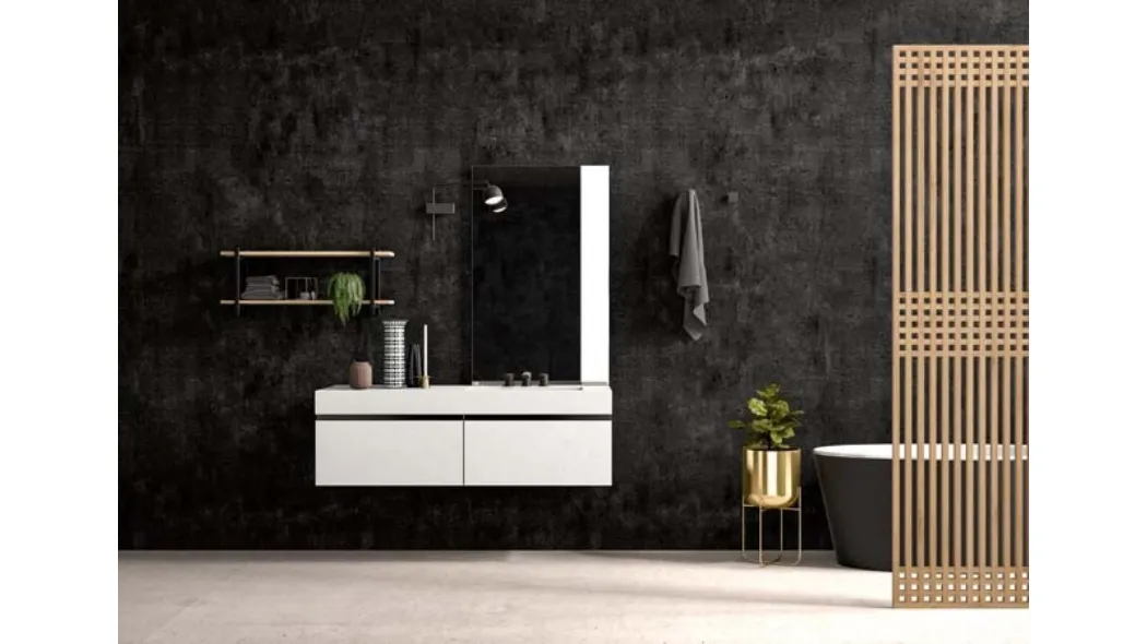 Mobile da Bagno sospeso in melaminico Sidero 04 di Birex