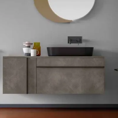 Mobile da Bagno moderno sospeso in laccato opaco effetto resina Sidero 06 di Birex