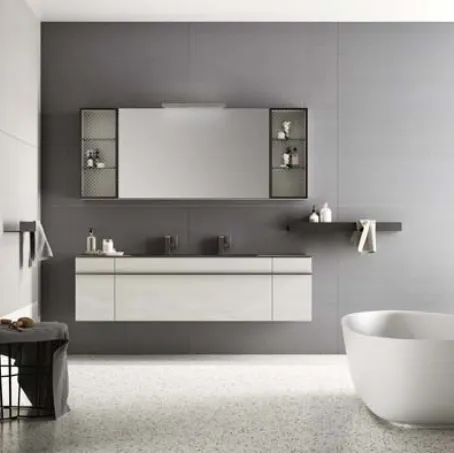 Mobile da Bagno sospeso in laccato effetto resina e top in alluminio Sidero 10 di Birex