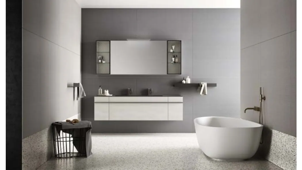 Mobile da Bagno sospeso in laccato effetto resina e top in alluminio Sidero 10 di Birex