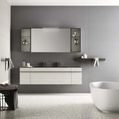 Mobile da Bagno sospeso in laccato effetto resina e top in alluminio Sidero 10 di Birex