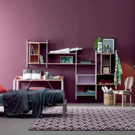 Cameretta Romantic Dalia in legno massello con divano letto con secondo letto estraibile di Callesella