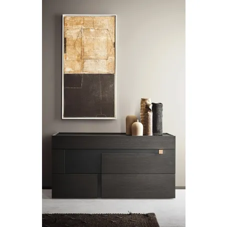 Comò Logos Calvi Brambilla in legno Rovere fumo e laccato opaco di Pianca
