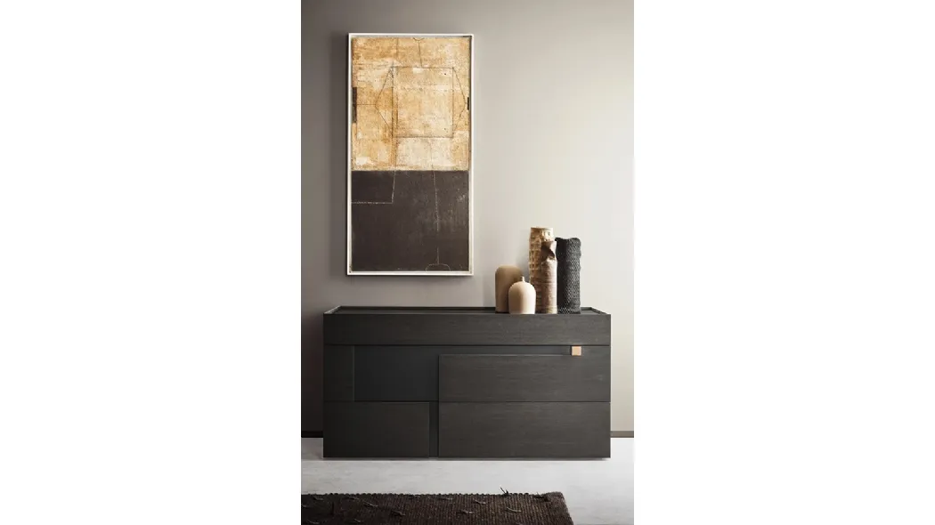 Comò Logos Calvi Brambilla in legno Rovere fumo e laccato opaco di Pianca