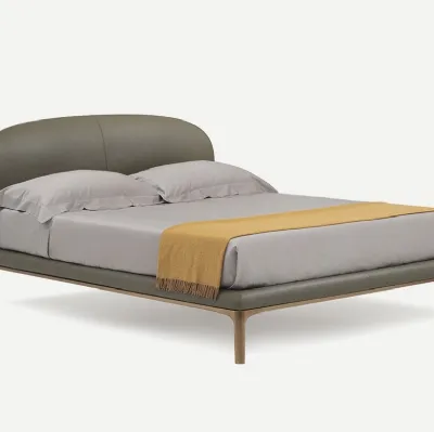 Letto in pelle con testiera imbottita Rada di Pianca