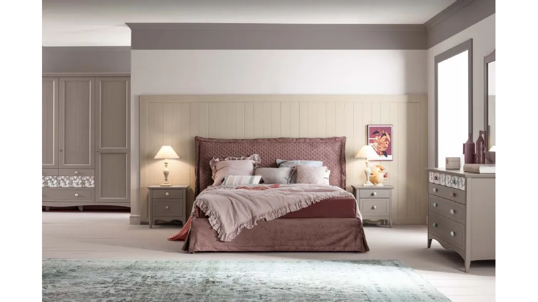 Letto in tessuto con testiera Romantic Romanza di Callesella