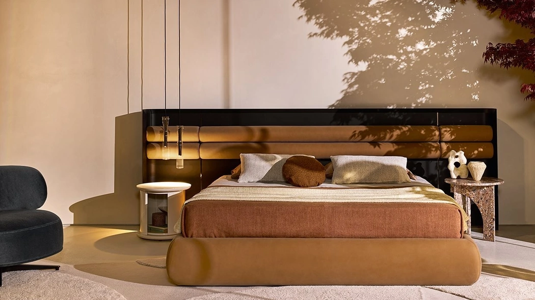 Letto in legno e pelle Sunrise di Gallotti&Radice