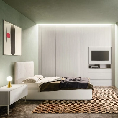 Letto con testiera in tessuto imbottito Icon Big di Zalf