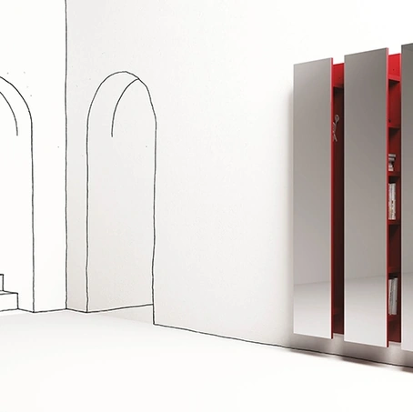 Libreria con frontale a specchio Ambrogio di Minotti Italia