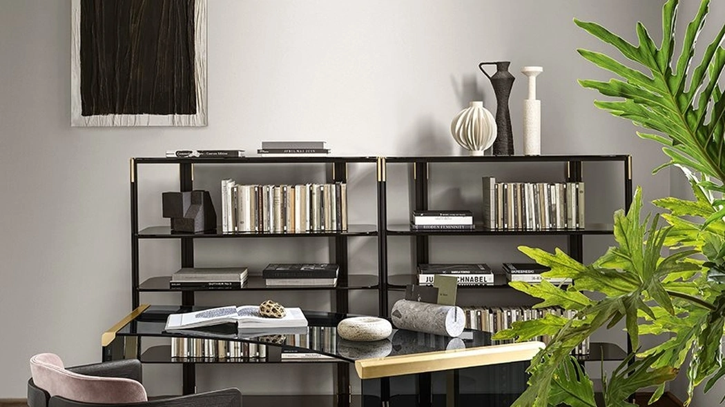 Libreria componibile in metallo e vetro Syil di Gallotti&Radice