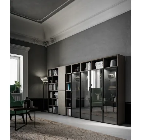 Libreria a muro Speed Up 04 in effetto Resina Dark Grey di Dall'Agnese