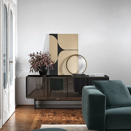 Madia 5th Avenue Crédence in legno rivestita in acciaio di Gallotti&Radice