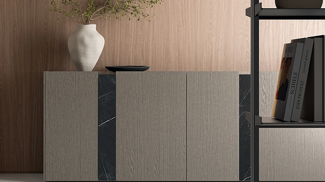 Madia DA45 in essenza Rovere con inserti in gres di Dall'Agnese