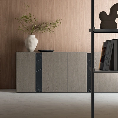 Madia DA45 in essenza Rovere con inserti in gres di Dall'Agnese