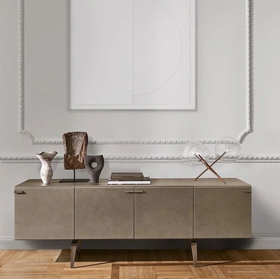 Madia in cristallo extralight temperato verniciato nella finitura gold grey Pandora Cashmere di Gallotti&Radice