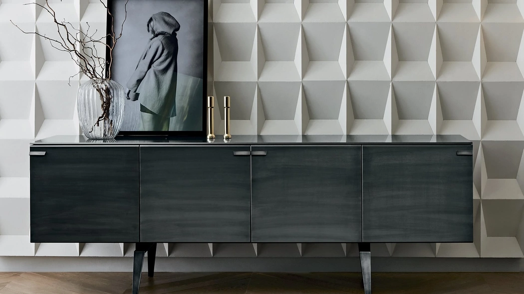 Madia Pandora in cristallo extralight temperato rivestito in foglia oro applicata con lavorazione manuale di Gallotti&Radice