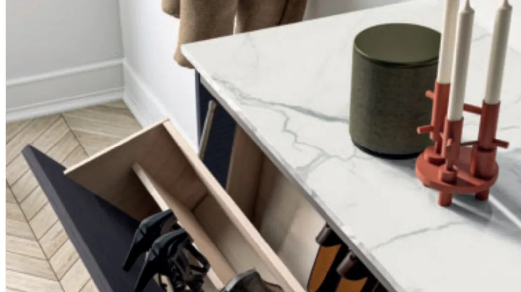 Mobile ingresso sospeso in rovere con porta scarpe Domì 03 di Birex