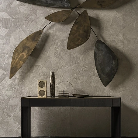 Mobile ingresso Athus Console in frassino tinto nero con top in cristallo di Gallotti&Radice