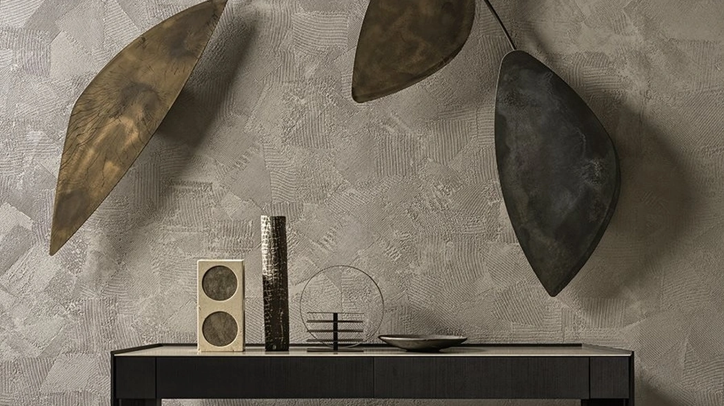 Mobile ingresso Athus Console in frassino tinto nero con top in cristallo di Gallotti&Radice