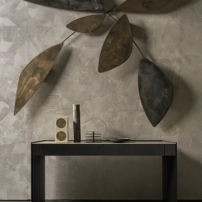 Mobile ingresso Athus Console in frassino tinto nero con top in cristallo di Gallotti&Radice