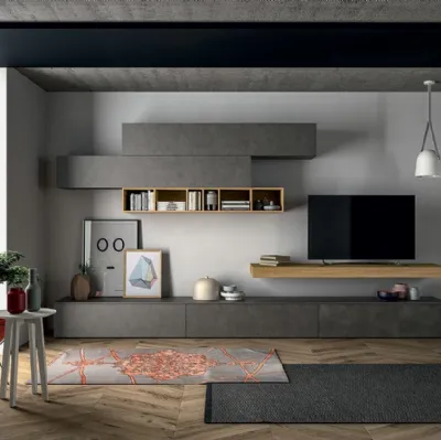 Parete Attrezzata Slim Comp 105 in effetto Resina Dark Grey di Dall'Agnese