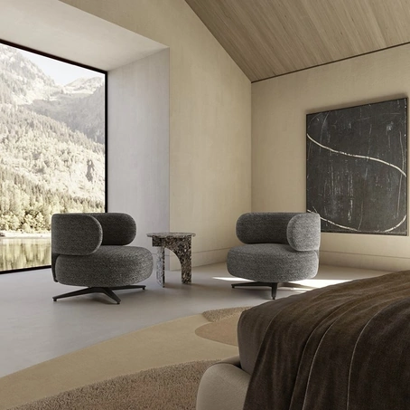 Poltrona Akiko Lounge in tessuto imbottito di Gallotti&Radice