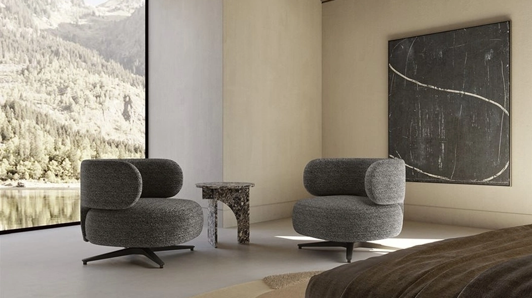Poltrona Akiko Lounge in tessuto imbottito di Gallotti&Radice