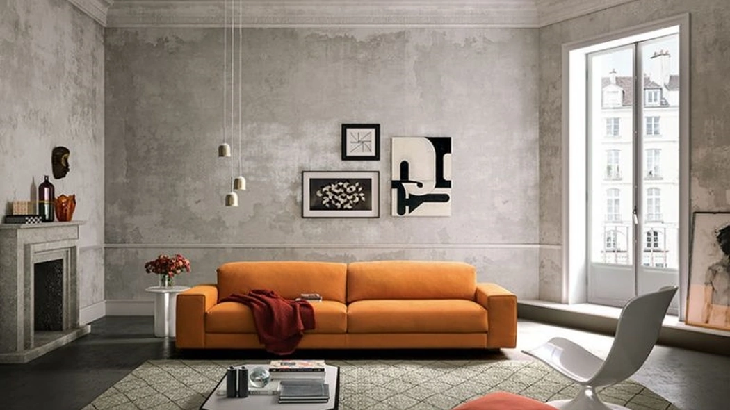 Divano lineare in tessuto dal design rigoroso William New di Valentini