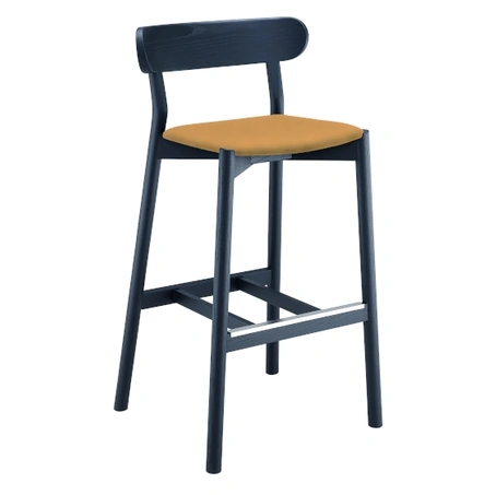 Sgabello Montera in legno con seduta in cuoio di Midj