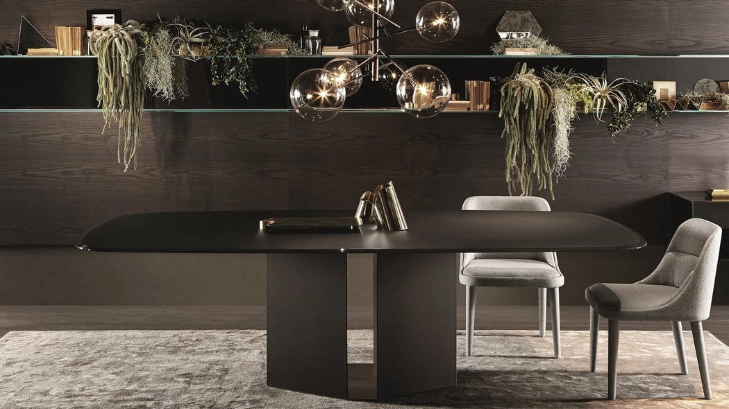 Tavolo con top in cristallo e gambe in legno rivestite in cristallo Ey1 di Gallotti&Radice