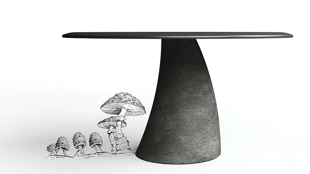 Tavolo Malone con top in legno laccato Nero e base in cemento di Minotti Italia