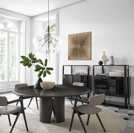 Tavolo rotondo in Acero frisé grigio scuro Manto di Gallotti&Radice