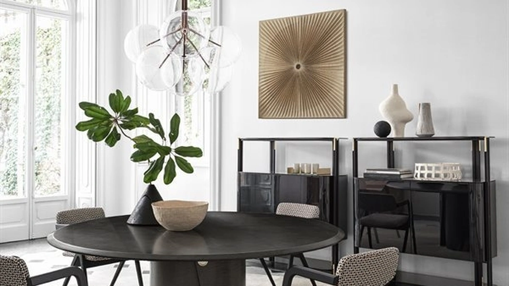 Tavolo rotondo in Acero frisé grigio scuro Manto di Gallotti&Radice