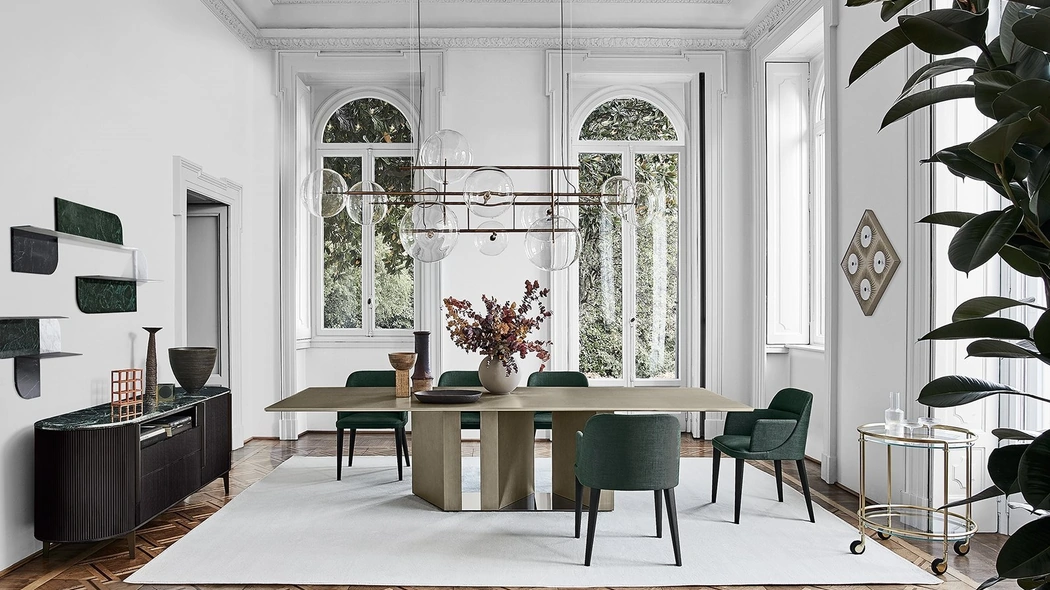 Tavolo Platium con top in cristallo retroverniciato di Gallotti&Radice