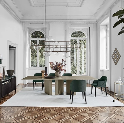 Tavolo Platium con top in cristallo retroverniciato di Gallotti&Radice