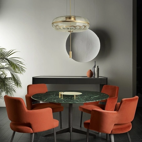 Tavolo rotondo con piano in marmo e base in alluminio Zen Black di Gallotti&Radice