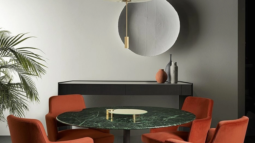Tavolo rotondo con piano in marmo e base in alluminio Zen Black di Gallotti&Radice