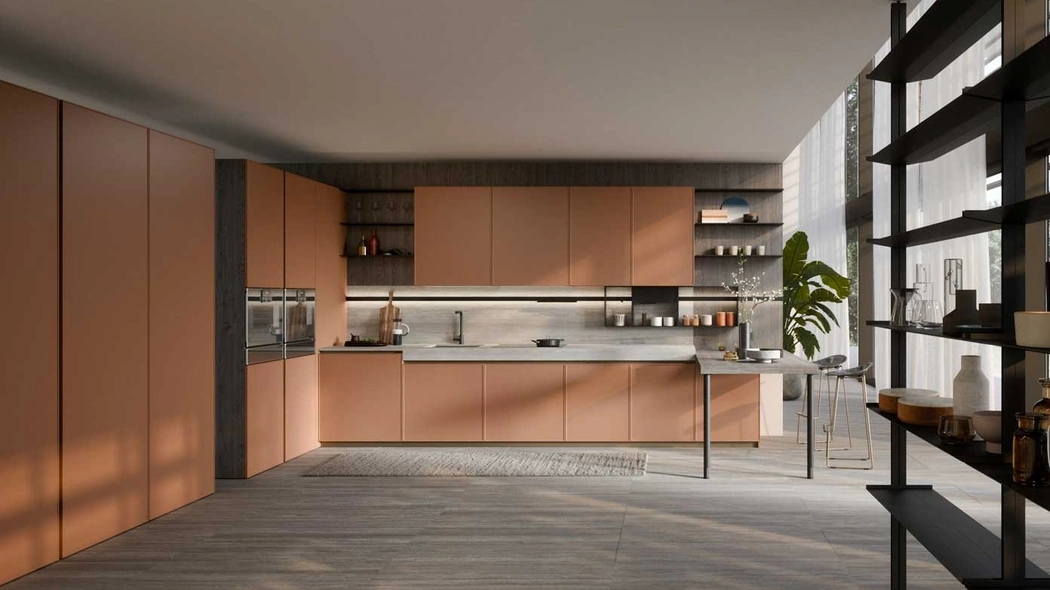 Cucina Moderna laccata Coco Light angolare con penisola di Dibiesse