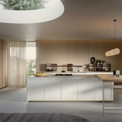 Cucina Moderna in laccato Bianco Coco Light con isola di Dibiesse