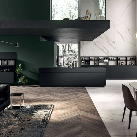 Cucina Moderna GI30 con penisola in laccato Nero opaco di Dibiesse