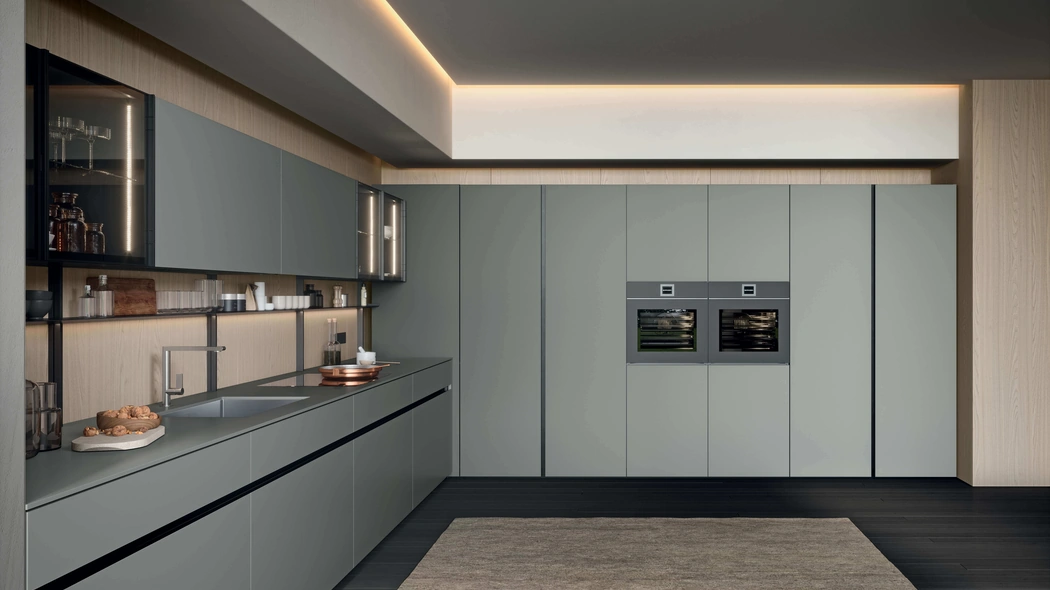 Cucina Moderna GI30 angolare in laccato Grigio opaco di Dibiesse